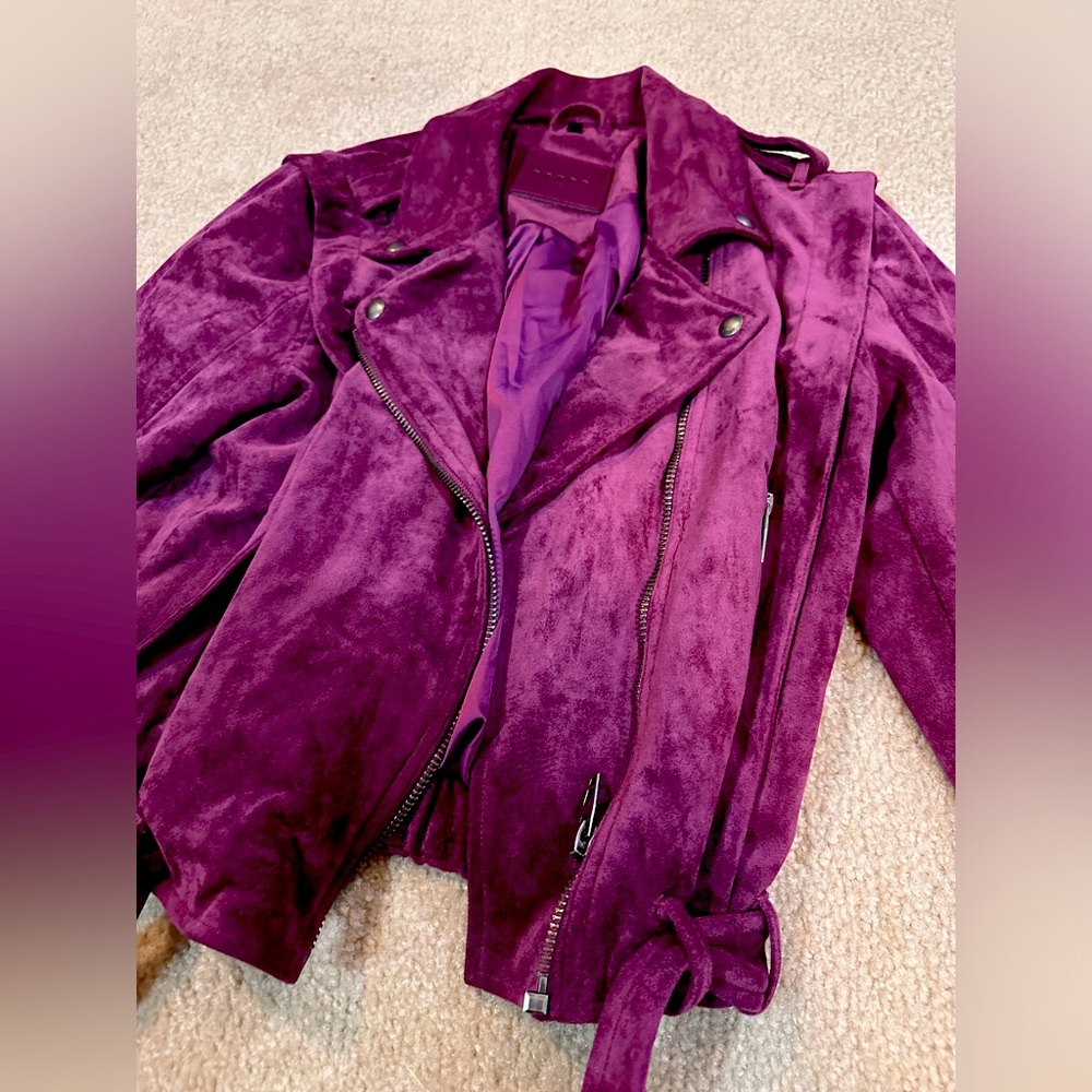 Purple Faux Suede Moto Jacket size M